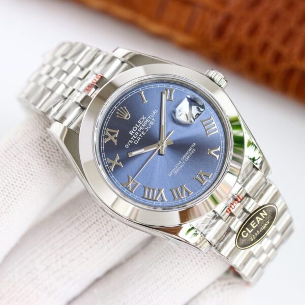 Clean Factory Rolex Datejust 126334 Blue Roman Dial Fluted Bezel Oyster/Jubilee Bracelet 904L Steel 3235 Movement 41mm Mens Watch