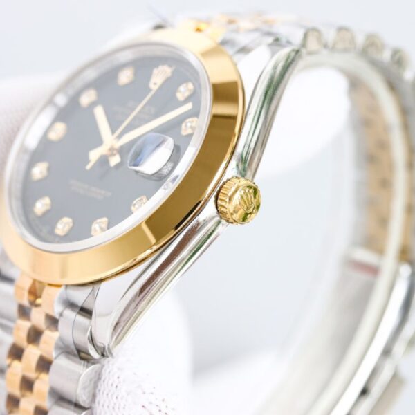 Clean Factory Rolex Datejust 126303 Black Dial Domed Yellow Gold Bezel Oyster/Jubilee Bracelet 904L Steel 3235 Movement 41mm Mens Watch