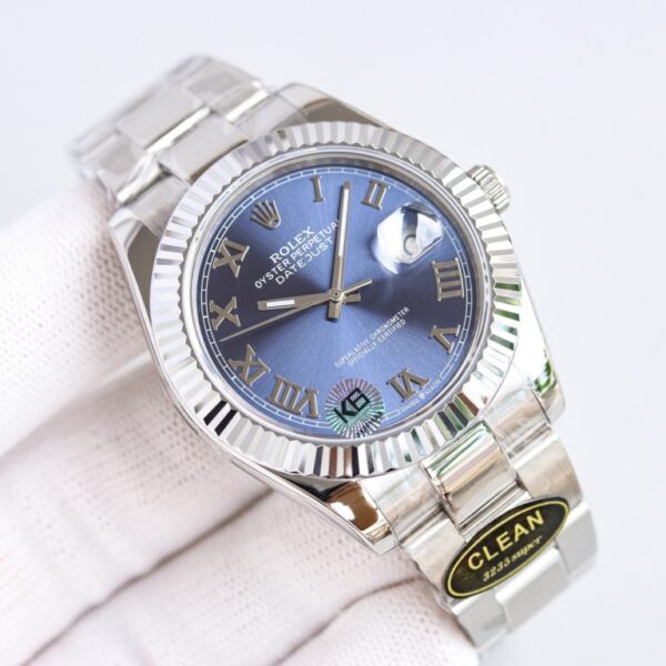Clean Factory Rolex Datejust 126334 Blue Diamond Dial Sluted Bezel Oyster/Jubilee Bracelet 904L Steel 3235 Movement 41mm Mens Watch