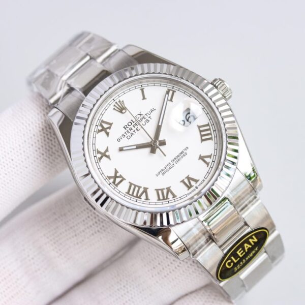 Clean Factory Rolex Datejust 126300 White Roman Dial Domed Bezel Oyster/Jubilee Bracelet 904L Steel 3235 Movement 41mm Mens Watch