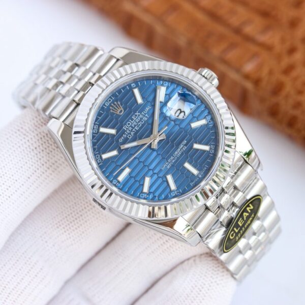 Clean Factory Rolex Datejust 126334 Blue Diamond Dial Sluted Bezel Oyster/Jubilee Bracelet 904L Steel 3235 Movement 41mm Mens Watch