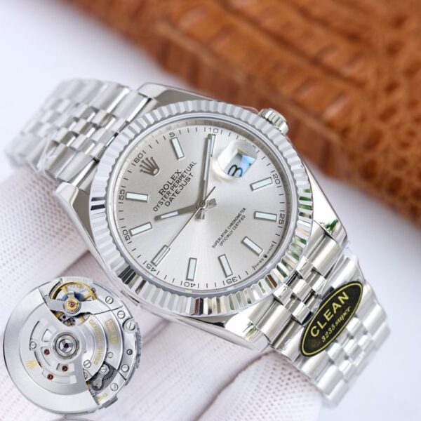 Clean Factory Rolex Datejust 126334 Silver Diamond Dial Fluted Bezel Jubilee Bracelet 904L Steel 3235 Movement 41mm Mens Watch