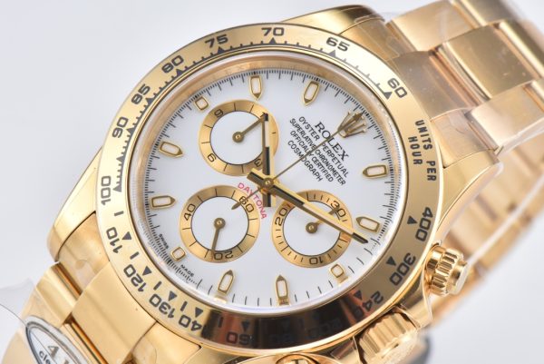 Clean Factory Rolex Daytona Chronograph White Dial Yellow Gold Bezel&Case&Bracelet 7750/4130 Movement