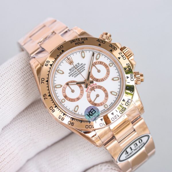 Clean Factory Rolex Daytona Chronograph White Dial Rose Gold Bezel 904L Steel&Full Rose Gold Case&Bracelet 7750/4130 Movement
