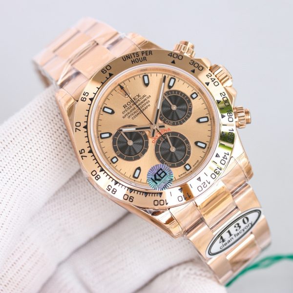 Clean Factory Rolex Daytona Chronograph White Dial Rose Gold Bezel 904L Steel&Full Rose Gold Case&Bracelet 7750/4130 Movement