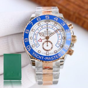 Clean Factory Rolex Yacht Master II 44mm White Dial Blue Ceramic Bezel 904L Steel With Rose Gold 1:1 Best Edition 7750 Movement