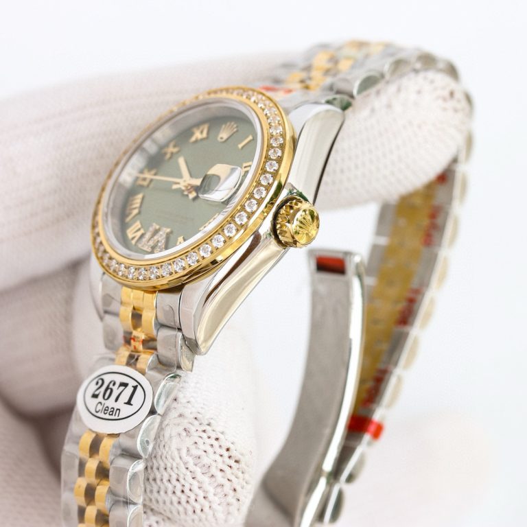 Clean Factory Rolex Lady Datejust 28mm Green Roman Dial Diamond Bezel Jubilee Bracelet 904L Steel&Yellow Gold 2761 Movement