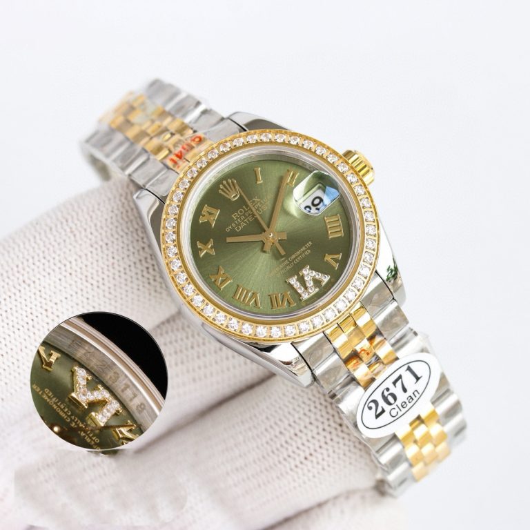 Clean Factory Rolex Lady Datejust 28mm Green Roman Dial Diamond Bezel Jubilee Bracelet 904L Steel&Yellow Gold 2761 Movement