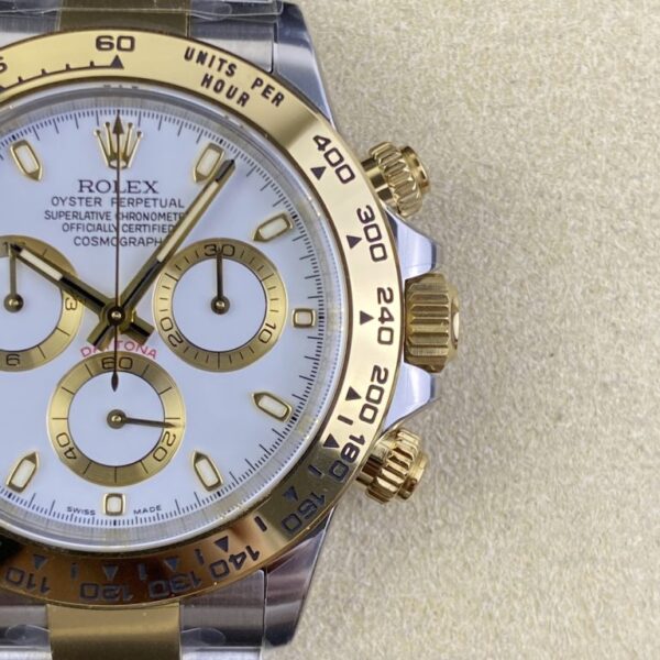 Clean Factory Rolex Daytona Chronograph White&Gold Dial Yellow Gold Bezel Stainless Steel Case Two-Tone Bracelet 7750/4130 Movement