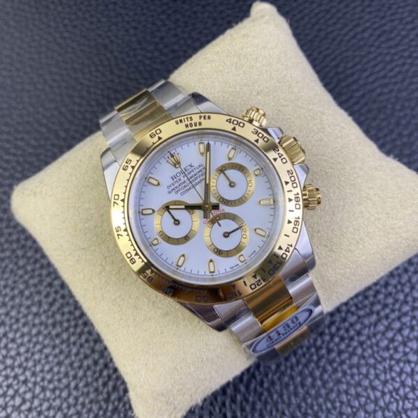 Clean Factory Rolex Daytona Chronograph White&Gold Dial Yellow Gold Bezel Stainless Steel Case Two-Tone Bracelet 7750/4130 Movement