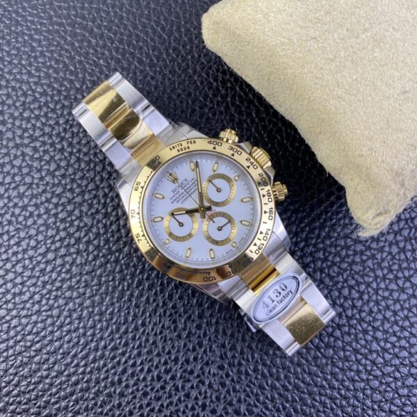 Clean Factory Rolex Daytona Chronograph White&Gold Dial Yellow Gold Bezel Stainless Steel Case Two-Tone Bracelet 7750/4130 Movement